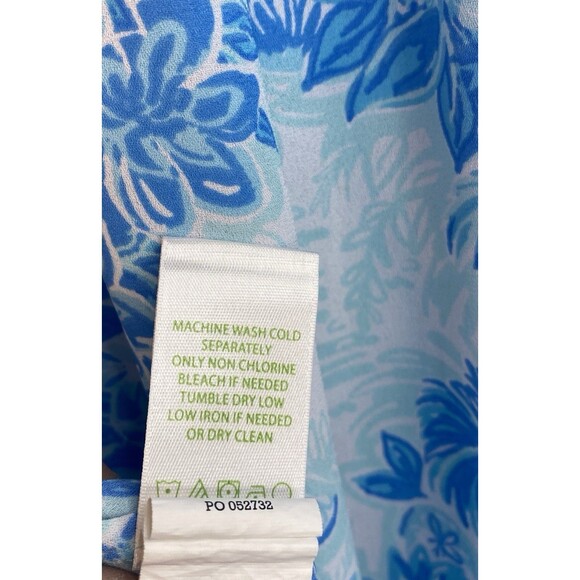 Lilly Pulitzer Size Large Blue Toile Me White Chiffon, ballon 3/4 sleeve. - Picture 5 of 14